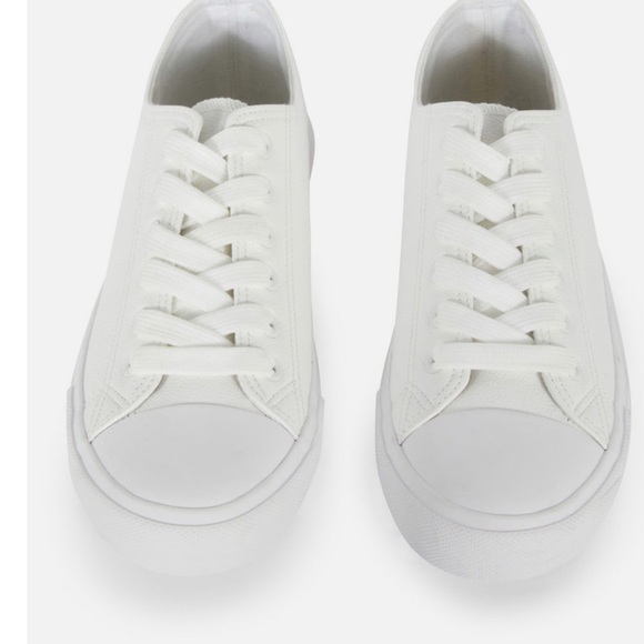 Primark Shoes Primark White Faux Leather Low Top Tennis Shoe Lace